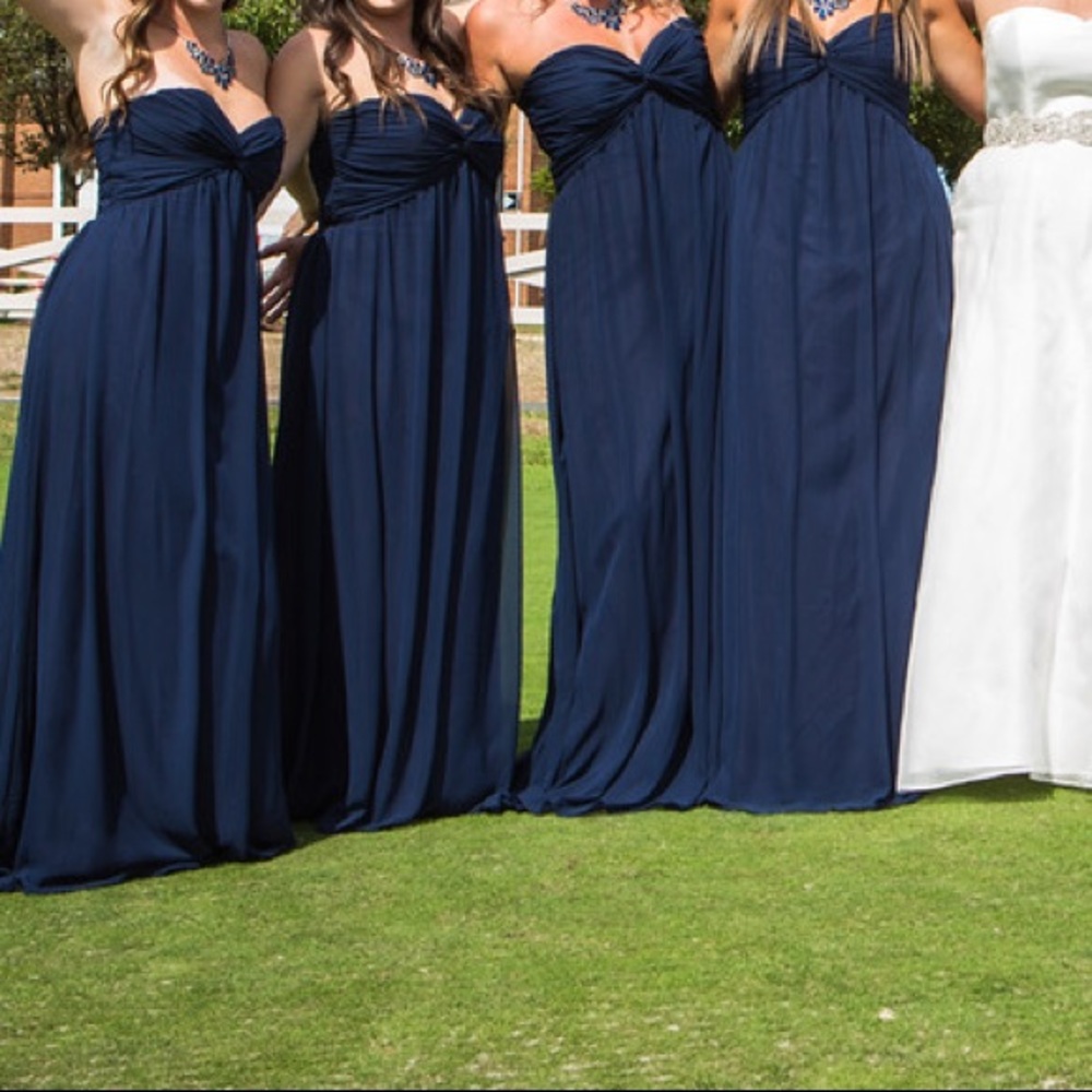 Navy Blue Bridesmaid Dress (optional straps)